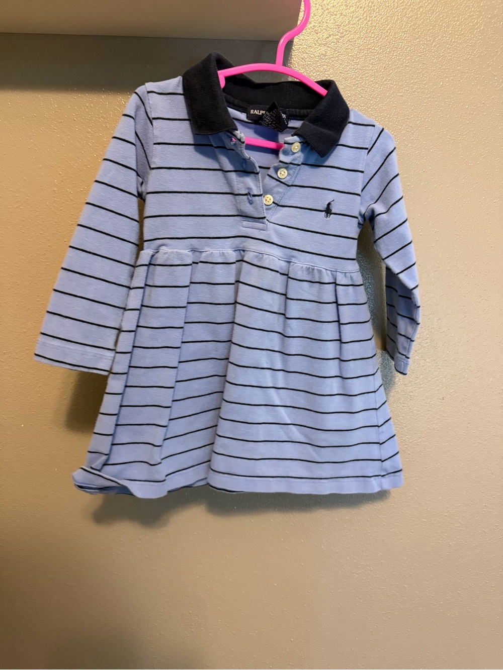 Ralph Lauren Light Blue and Navy Striped Polo Dress